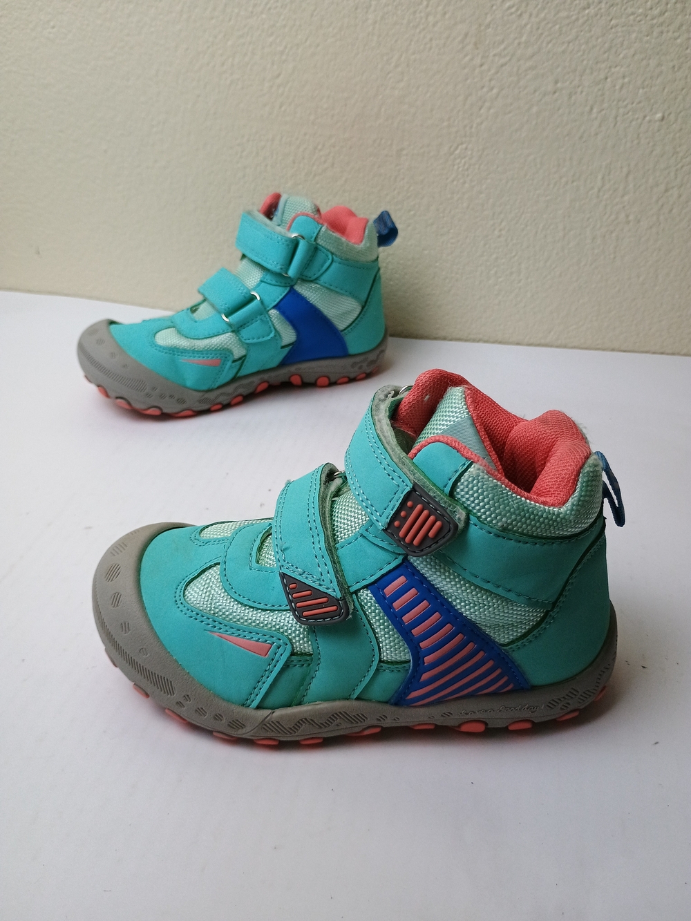 Mishansha 11 Toddler Ankle Hiking Boots Cyan Green High-Top Hook-and-Loop Straps